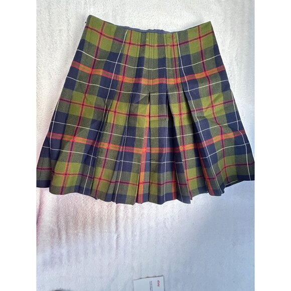 J.Crew Womens Pleated Tartan Plaid Wool Skirt Size 4 Green Navy Style 67298 - Picture 2 of 9